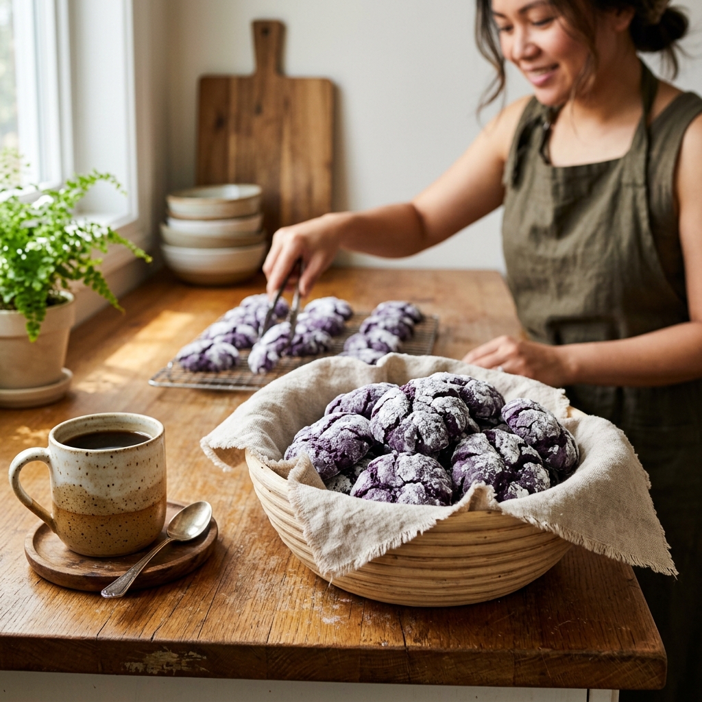Freshly Baked Ube Cookies